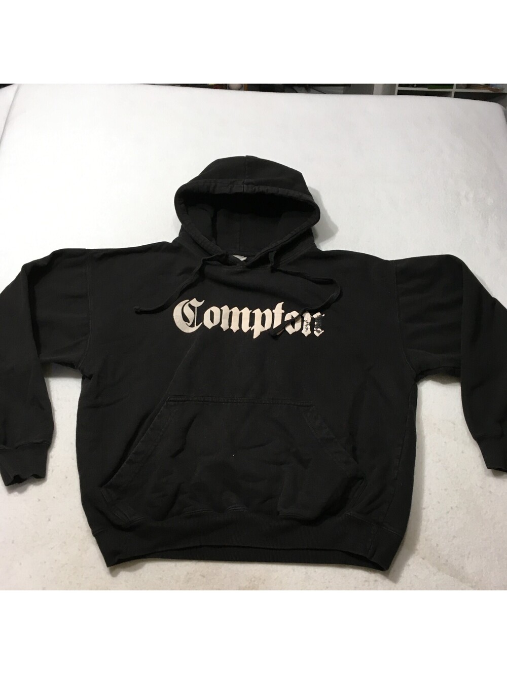 vintage Compton Mens Large Black Hoodie worn labels 1990's